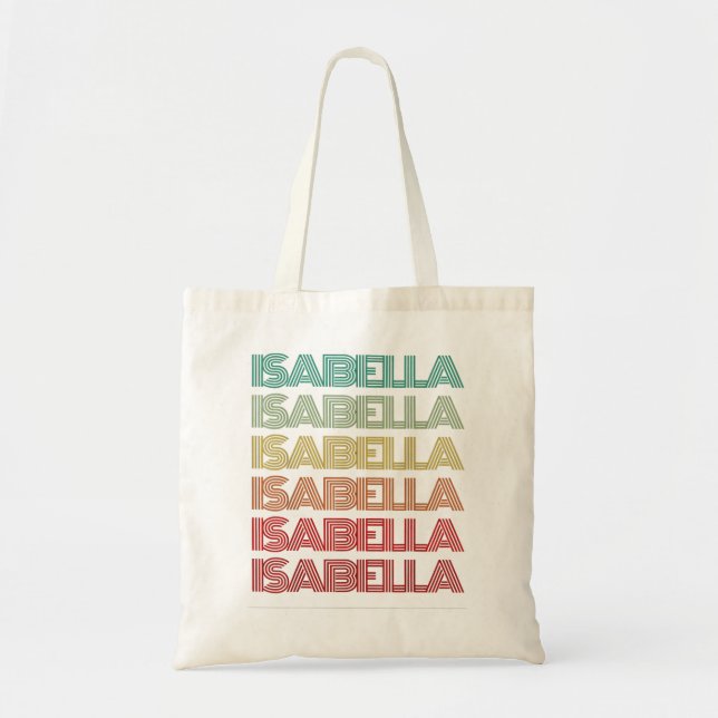 Vorname ISABELLA Girl Retro Personalisiert Groovy Tragetasche (Vorne)