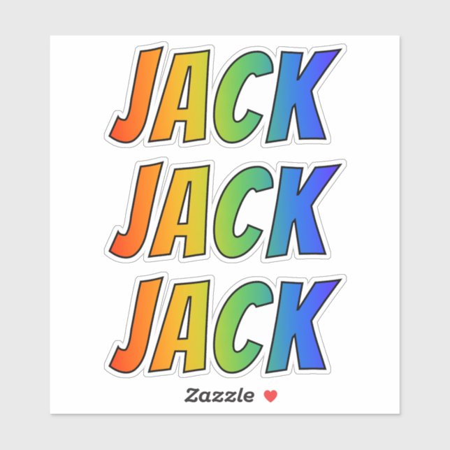 Vorname "JACK" mit/ Fun Rainbow Coloring Aufkleber (Blatt)