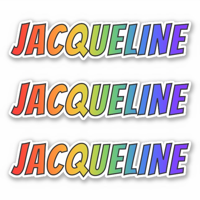 Vorname "JACQUELINE" mit/ Fun Rainbow Coloring Aufkleber (Vorderseite)