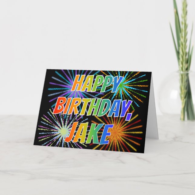 Vorname "JAKE" Fun "HAPPY BIRTHDAY" Karte (Vorderseite)
