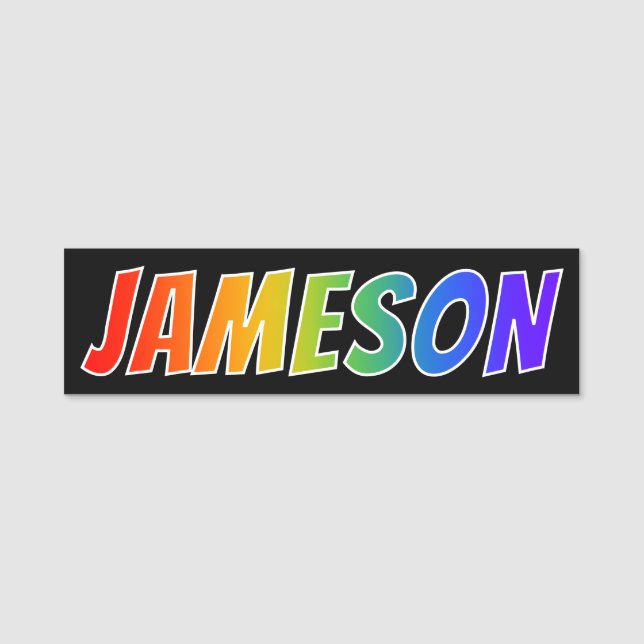 Vorname "JAMESON": Fun Rainbow Coloring Namensschild (Vorderseite)