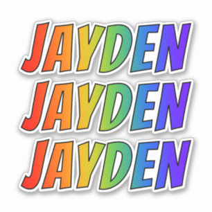 Vorname "JAYDEN" mit Spaß-Regenbogen-Farbton Aufkleber