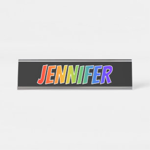 Vorname "JENNIFER": Spaß-Regenbogen-Farbton Schreibtischnamensplakette
