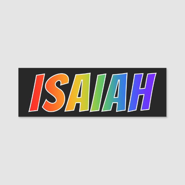 Vorname "JESAJA": Spaß-Regenbogen-Farbton Namensschild (Vorderseite)