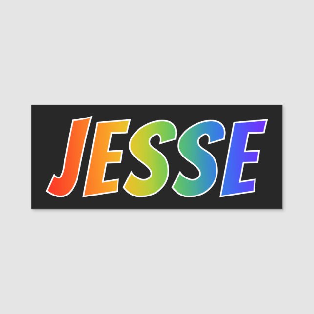 Vorname "JESSE": Spaß-Regenbogen-Farbton Namensschild (Vorderseite)