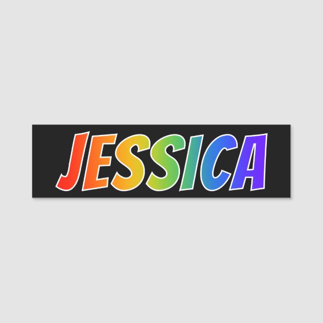 Vorname "JESSICA": Spaß-Regenbogen-Farbton Namensschild (Vorderseite)