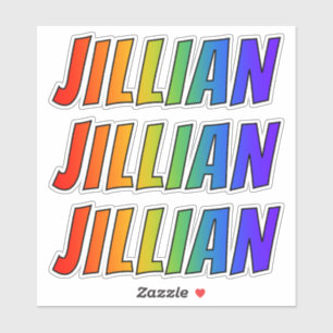 Vorname "JILLIAN" mit Spaß-Regenbogen-Farbton Aufkleber