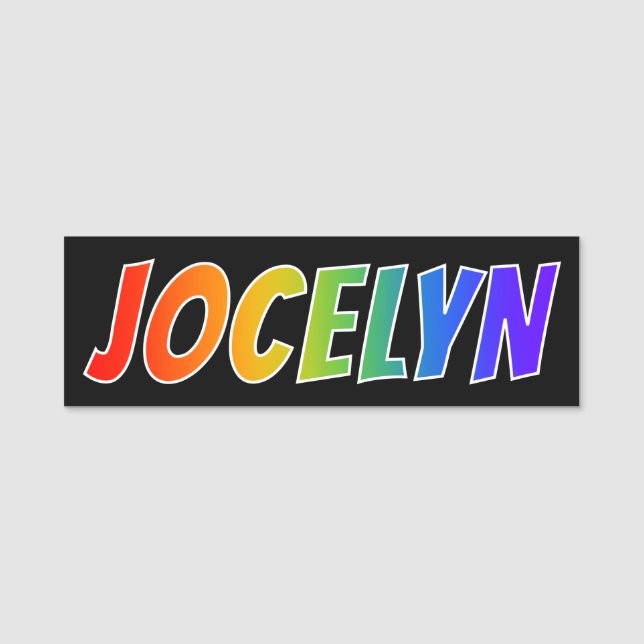 Vorname "JOCELYN": Spaß-Regenbogen-Farbton Namensschild (Vorderseite)