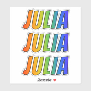 Vorname "JULIA" mit Spaß-Regenbogen-Farbton Aufkleber