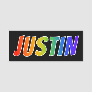 Vorname "JUSTIN": Spaß-Regenbogen-Farbton Namensschild