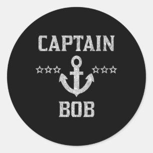 Vorname Kapitän Bob Shirt Silver Personalisiert B Runder Aufkleber