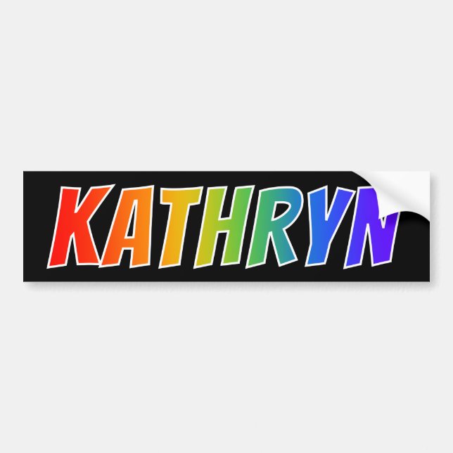 Vorname "KATHRYN": Spaß-Regenbogen-Farbton Autoaufkleber (Vorne)