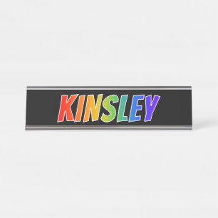 Vorname "KINSLEY": Fun-Regenbogenfarben Schreibtischnamensplakette