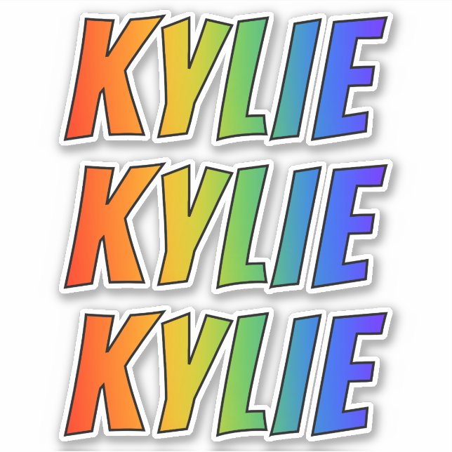 Vorname "KYLIE" mit/ Fun Rainbow Coloring Aufkleber (Vorderseite)