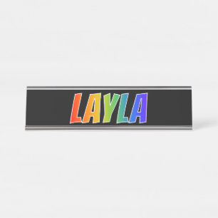 Vorname "LAYLA": Fun Rainbow Coloring Schreibtischnamensplakette