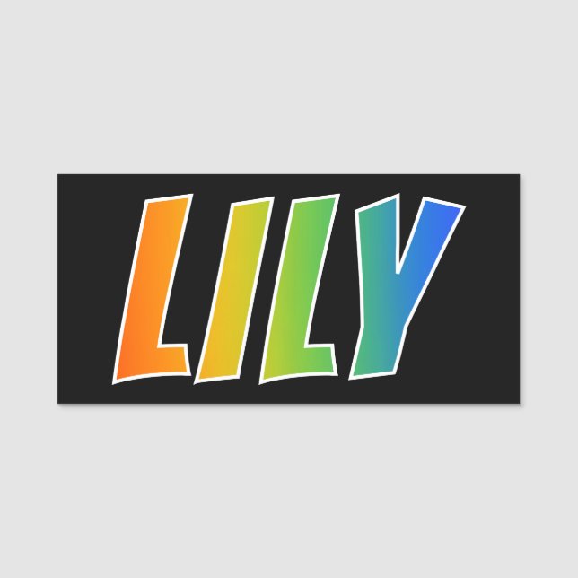 Vorname "LILIE": Spaß-Regenbogen-Farbton Namensschild (Vorderseite)