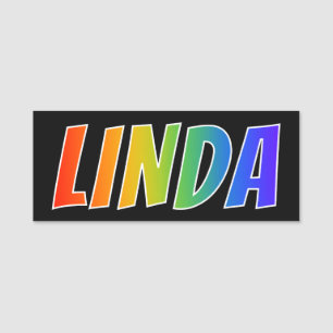 Vorname "LINDA": Spaß-Regenbogen-Farbton Namensschild