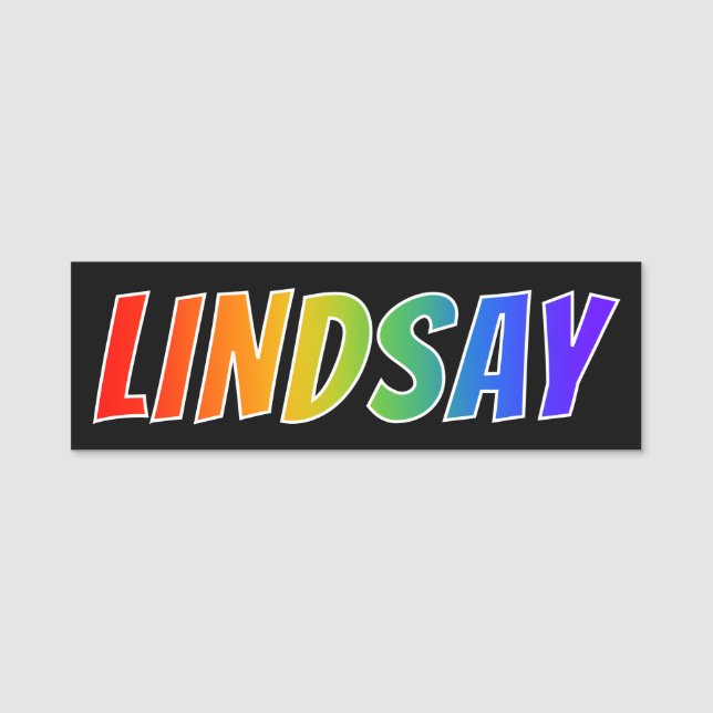 Vorname "LINDSAY": Fun Rainbow Coloring Namensschild (Vorderseite)