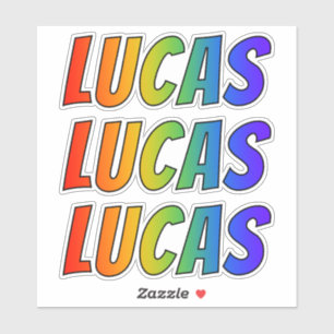 Vorname "LUCAS" mit Spaß-Regenbogen-Farbton Aufkleber