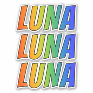 Vorname "LUNA" mit Spaß-Regenbogen-Farbton Aufkleber