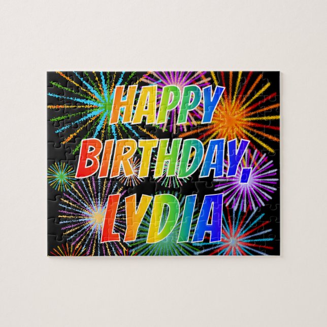 Vorname "LYDIA", Spaß "GLÜCKLICHER GEBURTSTAG" (Horizontal)