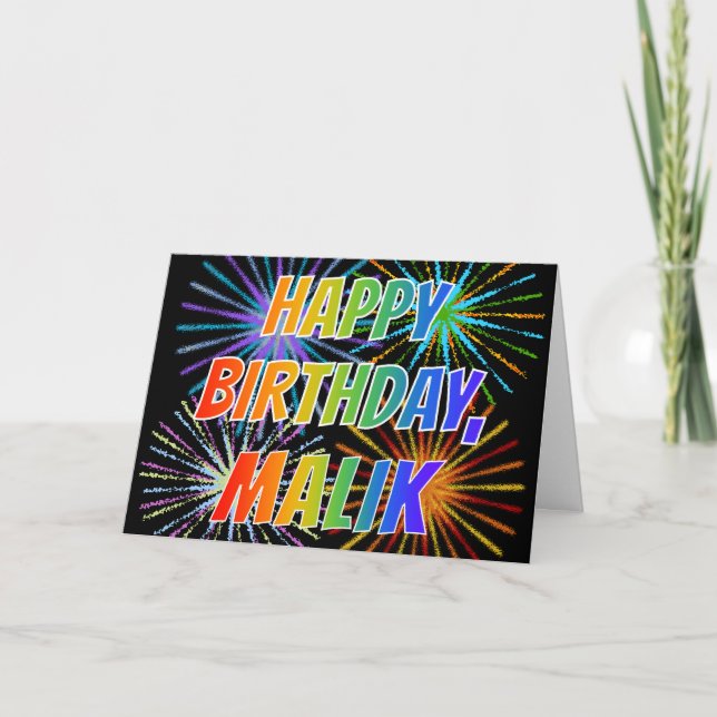 Vorname "MALIK" Fun "HAPPY BIRTHDAY" Karte (Vorderseite)