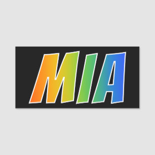 Vorname "MIA": Spaß-Regenbogen-Farbton Namensschild