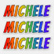 Vorname "MICHELE" mit/ Fun Rainbow Coloring Aufkleber (Vorderseite)