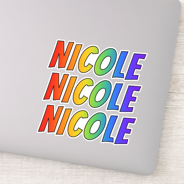 Vorname "NICOLE" mit/ Fun Rainbow Coloring Aufkleber (Detail)