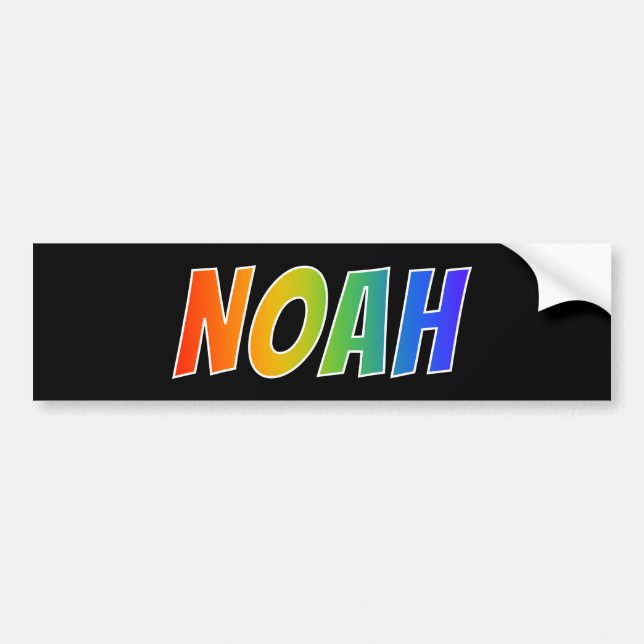 Vorname "NOAH": Spaß-Regenbogen-Farbton Autoaufkleber (Vorne)