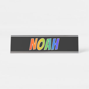Vorname "NOAH": Spaß-Regenbogen-Farbton Schreibtischnamensplakette