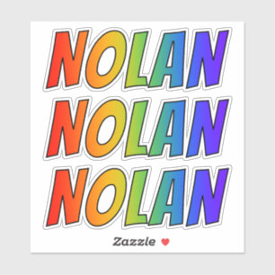 Vorname "NOLAN" mit Spaß-Regenbogen-Farbton Aufkleber