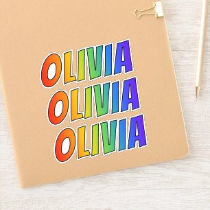 Vorname "OLIVIA" mit Spaß-Regenbogen-Farbton Aufkleber
