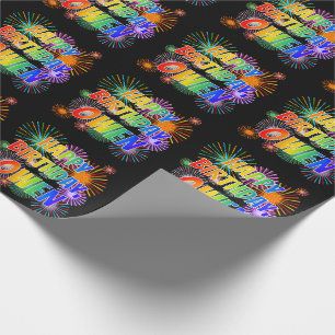 Vorname "OWEN", Fun "GLÜCK BIRTHTAG" Geschenkpapier