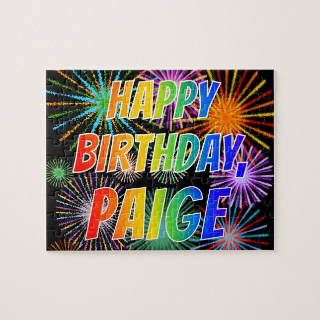 Vorname "PAIGE", Fun "HAPPY BIRTHDAY" (Horizontal)