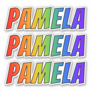 Vorname "PAMELA" mit Spaß-Regenbogen-Farbton Aufkleber