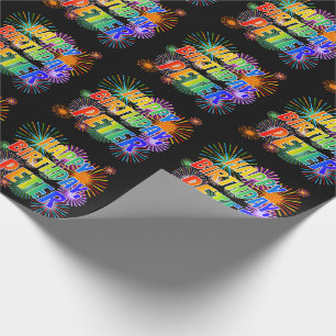 Vorname "PETER", Fun "GLÜCK BIRTHTAG" Geschenkpapier