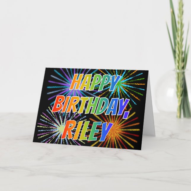 Vorname "RILEY" Fun "HAPPY BIRTHDAY" Karte (Vorderseite)