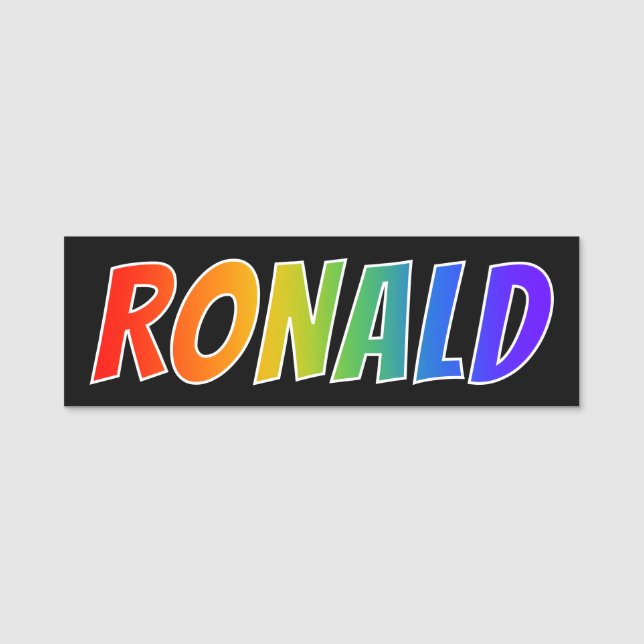 Vorname "RONALD": Fun Rainbow Coloring Namensschild (Vorderseite)