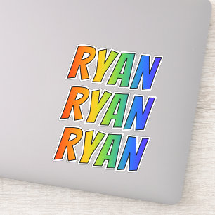 Vorname "RYAN" mit Spaß-Regenbogen-Farbton Aufkleber
