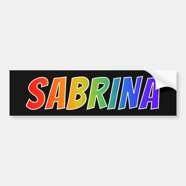 Vorname "SABRINA": Spaß-Regenbogen-Farbton Autoaufkleber (Vorne)