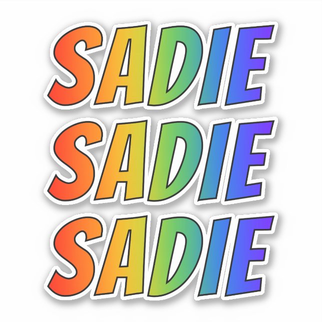 Vorname "SADIE" mit/ Fun Rainbow Coloring Aufkleber (Vorderseite)