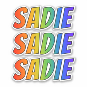 Vorname "SADIE" mit Spaß-Regenbogen-Farbton Aufkleber