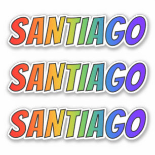 Vorname "SANTIAGO" mit Spaß-Regenbogen-Farbton Aufkleber