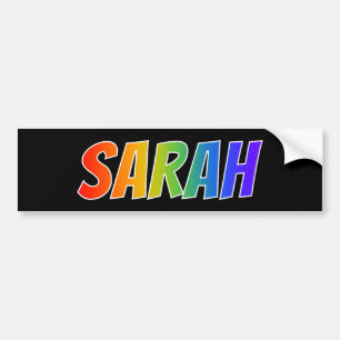 Vorname "SARAH": Fun-Regenbogenfarben Autoaufkleber