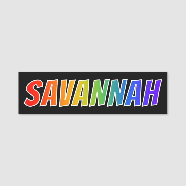 Vorname "SAVANNE": Spaß-Regenbogen-Farbton Namensschild (Vorderseite)