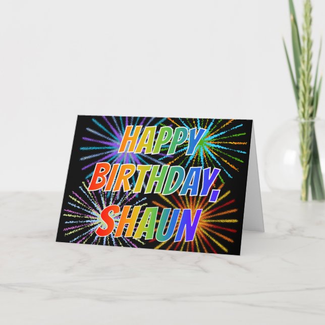 Vorname "SHAUN" Fun "HAPPY BIRTHDAY" Karte (Vorderseite)