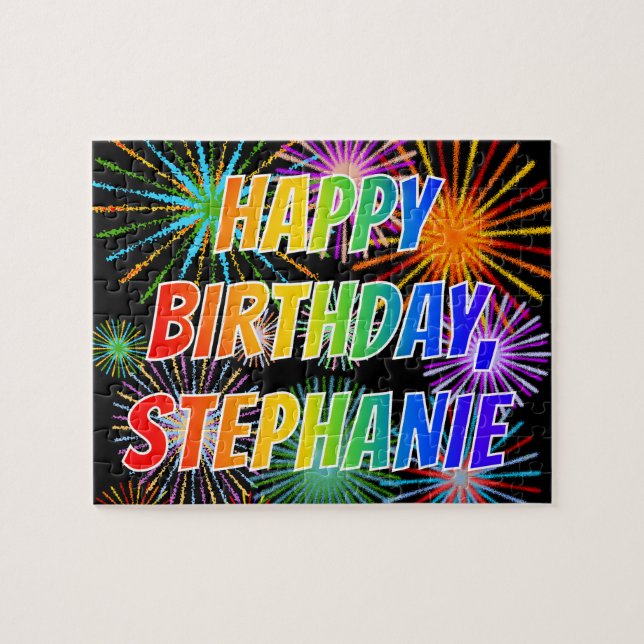 Vorname "STEPHANIE", Fun "HAPPY BIRTHDAY" (Horizontal)