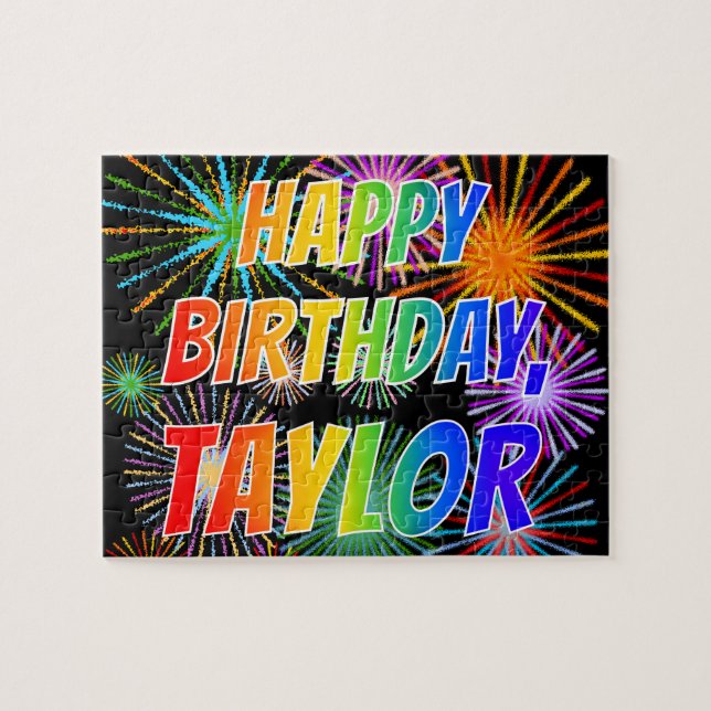 Vorname "TAYLOR", Fun "HAPPY BIRTHDAY" (Horizontal)