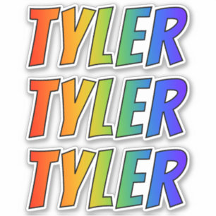 Vorname "TYLER" mit Spaß-Regenbogen-Farbton Aufkleber